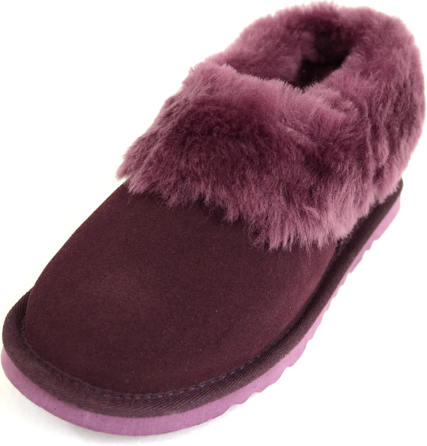 Bushga Ladies Luxury Sheepskin Slipper Boot, Thick Cuff & Hard Sole