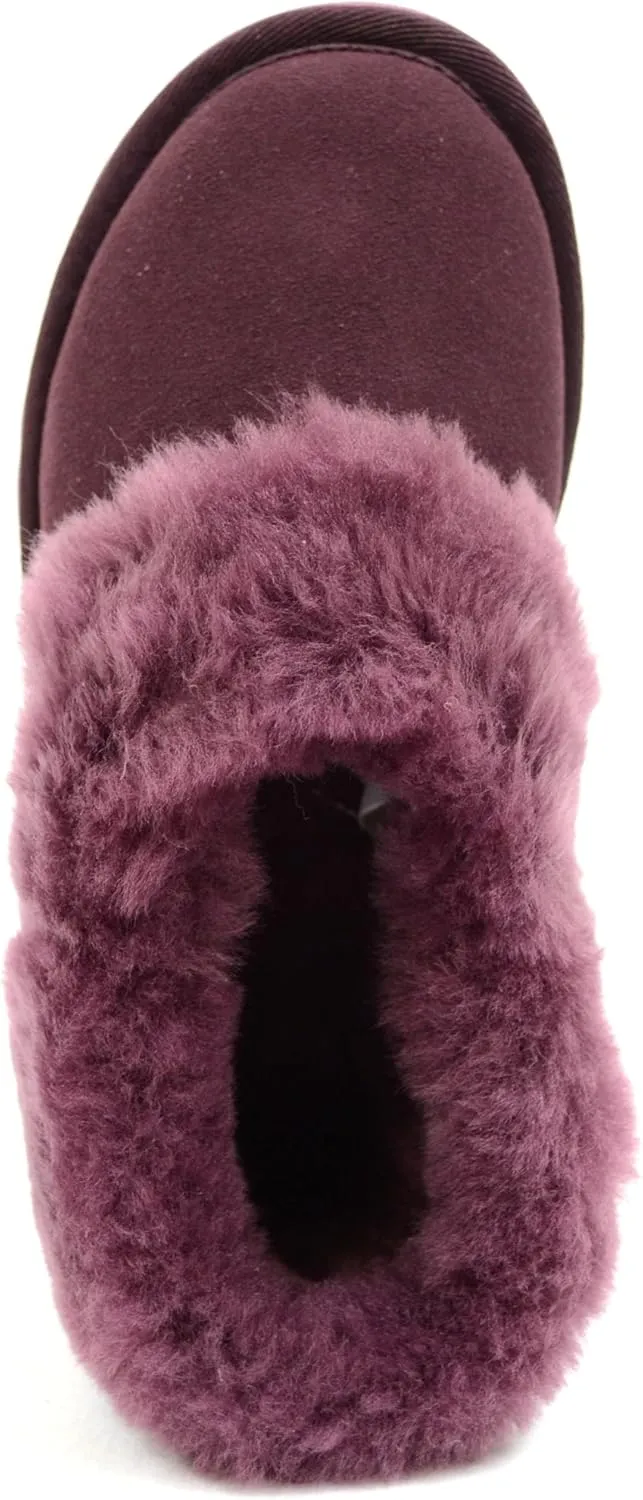 Bushga Ladies Luxury Sheepskin Slipper Boot, Thick Cuff & Hard Sole