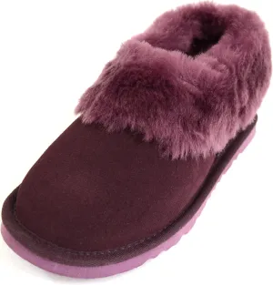 Bushga Ladies Luxury Sheepskin Slipper Boot, Thick Cuff & Hard Sole
