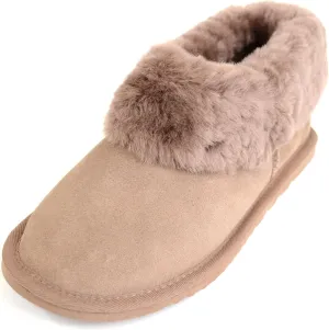Bushga Ladies Luxury Sheepskin Slipper Boot, Thick Cuff & Hard Sole