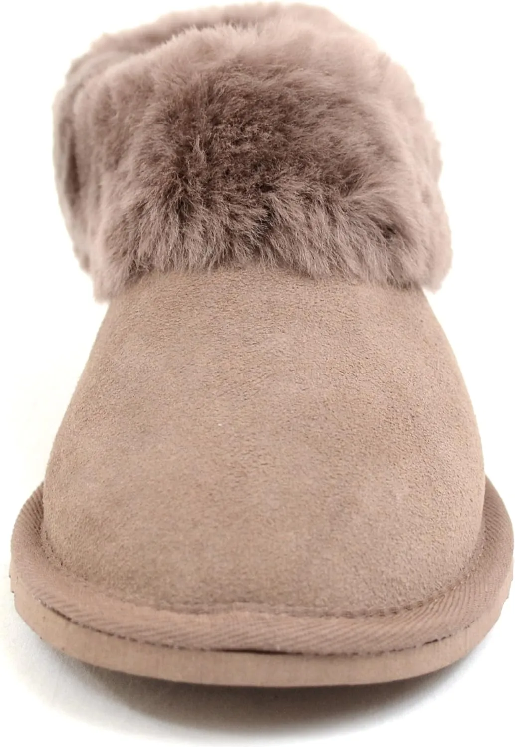 Bushga Ladies Luxury Sheepskin Slipper Boot, Thick Cuff & Hard Sole