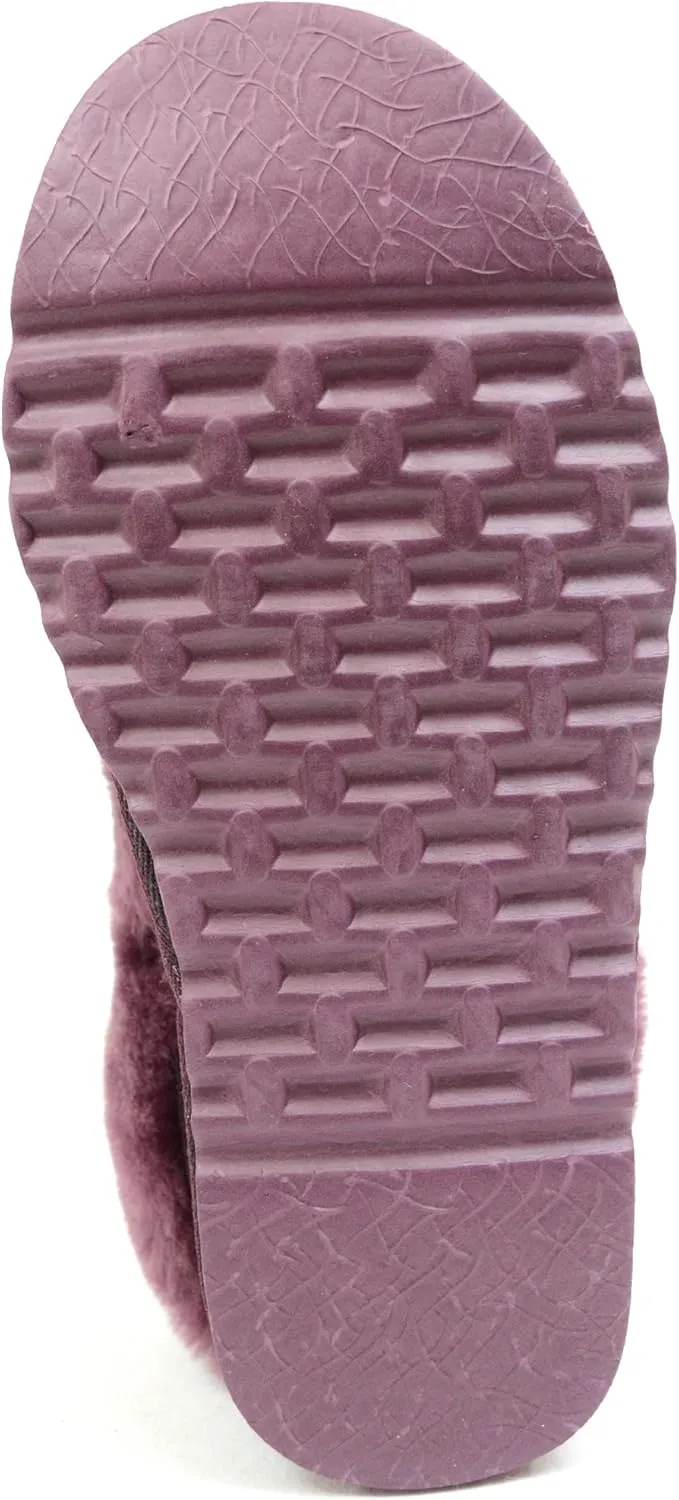 Bushga Ladies Luxury Sheepskin Slipper Boot, Thick Cuff & Hard Sole