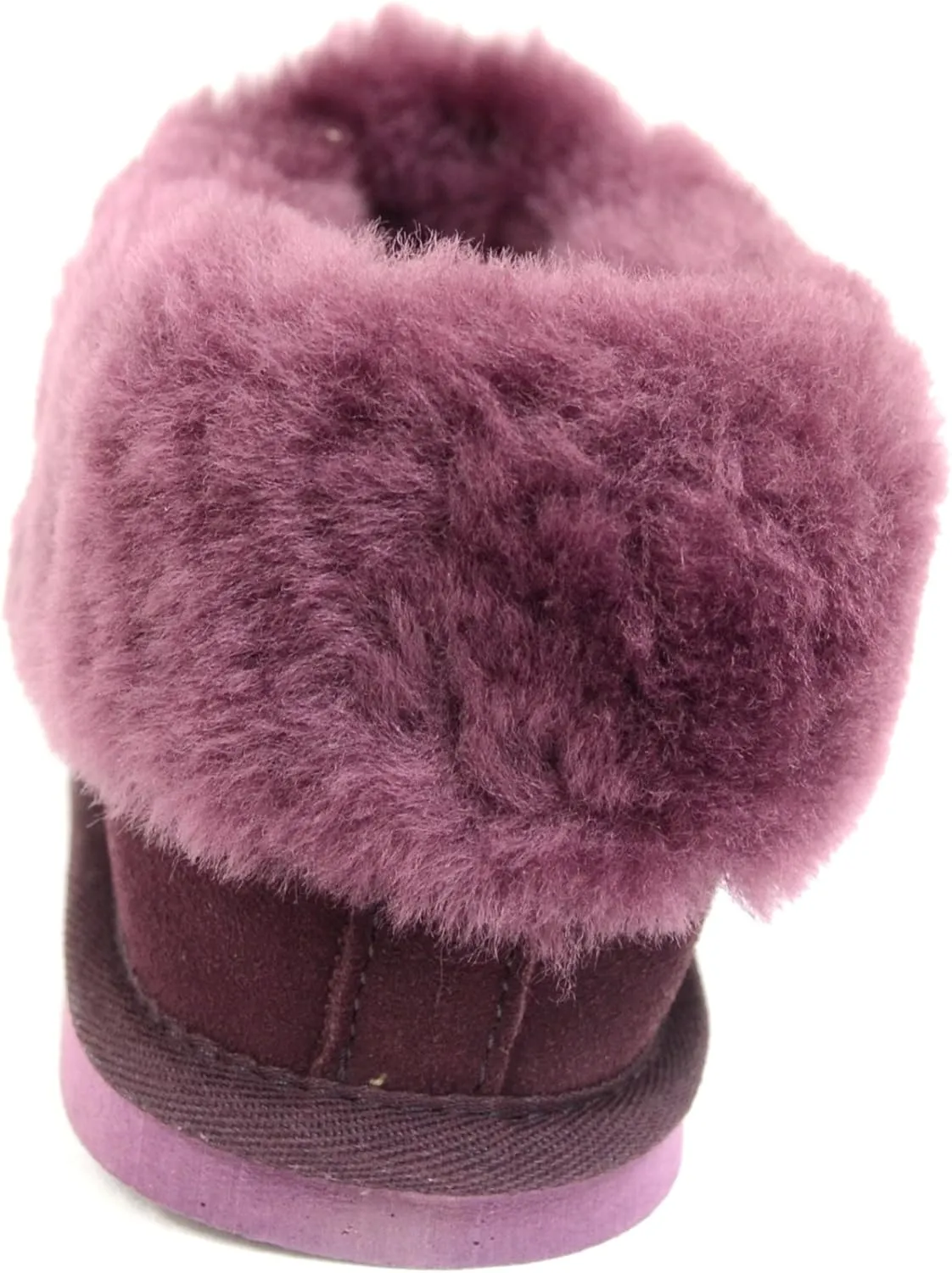 Bushga Ladies Luxury Sheepskin Slipper Boot, Thick Cuff & Hard Sole