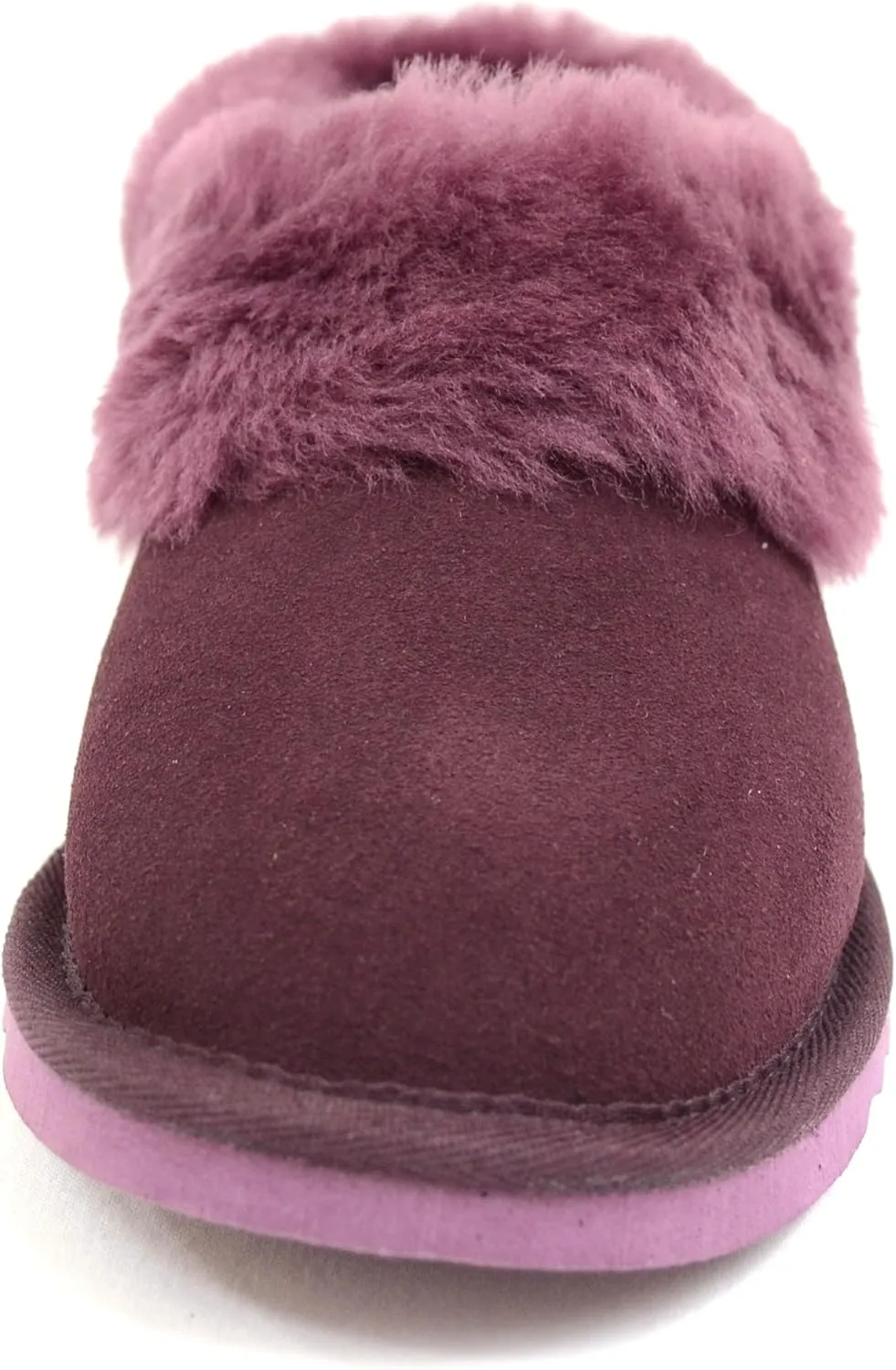 Bushga Ladies Luxury Sheepskin Slipper Boot, Thick Cuff & Hard Sole