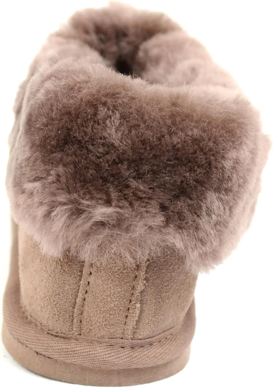 Bushga Ladies Luxury Sheepskin Slipper Boot, Thick Cuff & Hard Sole