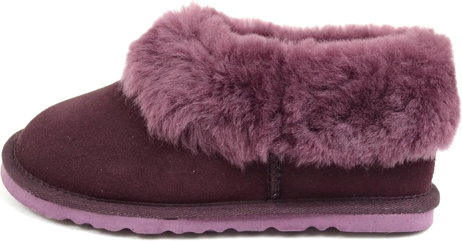 Bushga Ladies Luxury Sheepskin Slipper Boot, Thick Cuff & Hard Sole
