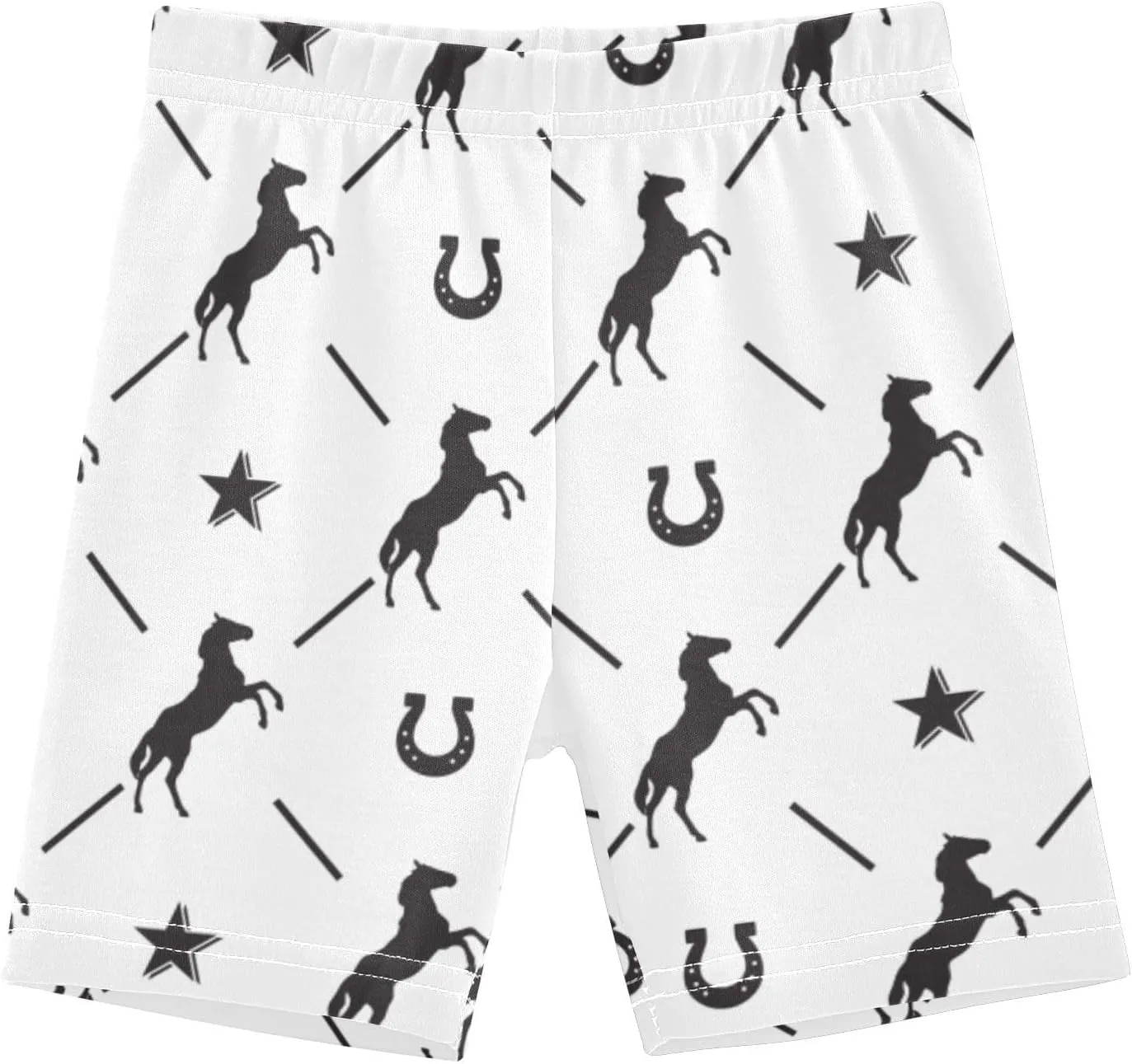CaTaKu Girls Bike Shorts Cotton Cartwheel Shorts for Girls Toddler Black Horse Horseshoe Clothes Size 4-10Y