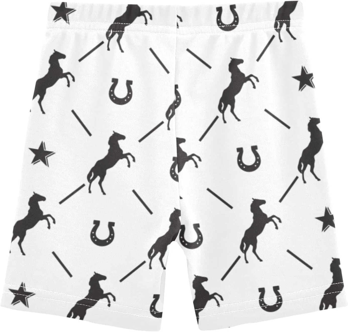 CaTaKu Girls Bike Shorts Cotton Cartwheel Shorts for Girls Toddler Black Horse Horseshoe Clothes Size 4-10Y