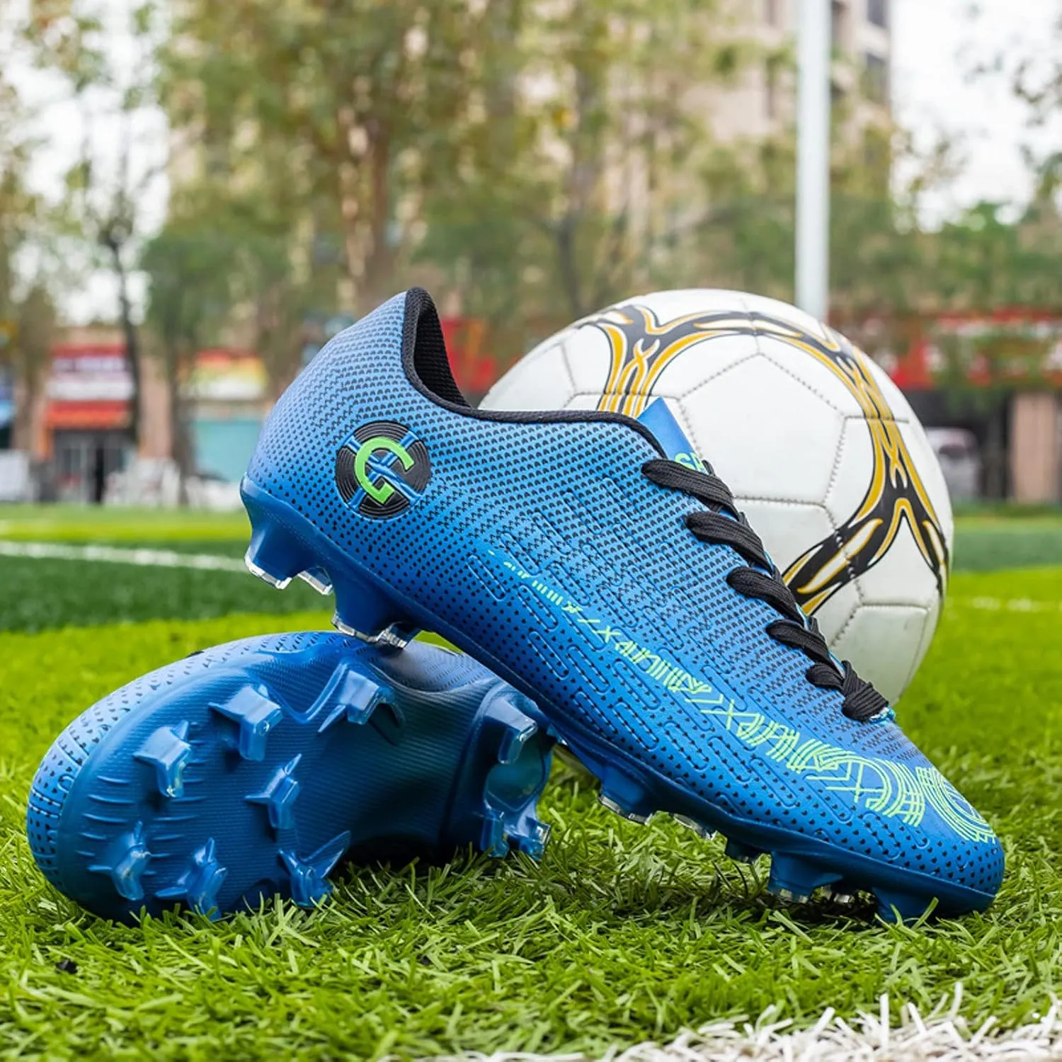 CERYTHRINA Kids Athletic Soccer Shoes Boys Girls Professional Football Shoes Mens Youth Comfortable and Breathable Football Cleats Training Sneakers