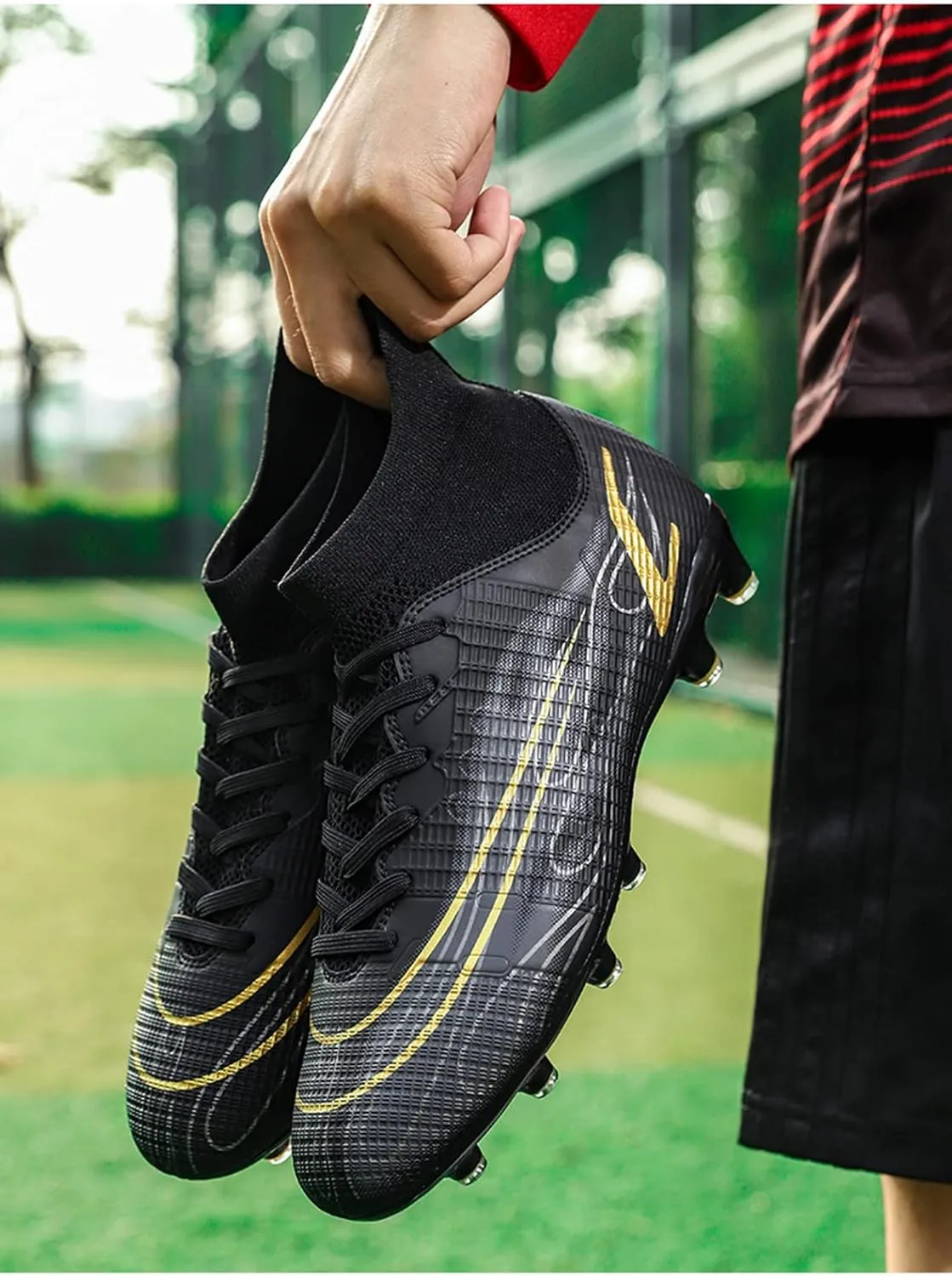 CERYTHRINA Mens Soccer Cleats Football Boots Spikes Shoes High-Top Outdoor/Indoor Training TF/AG Turf Sports Shoes
