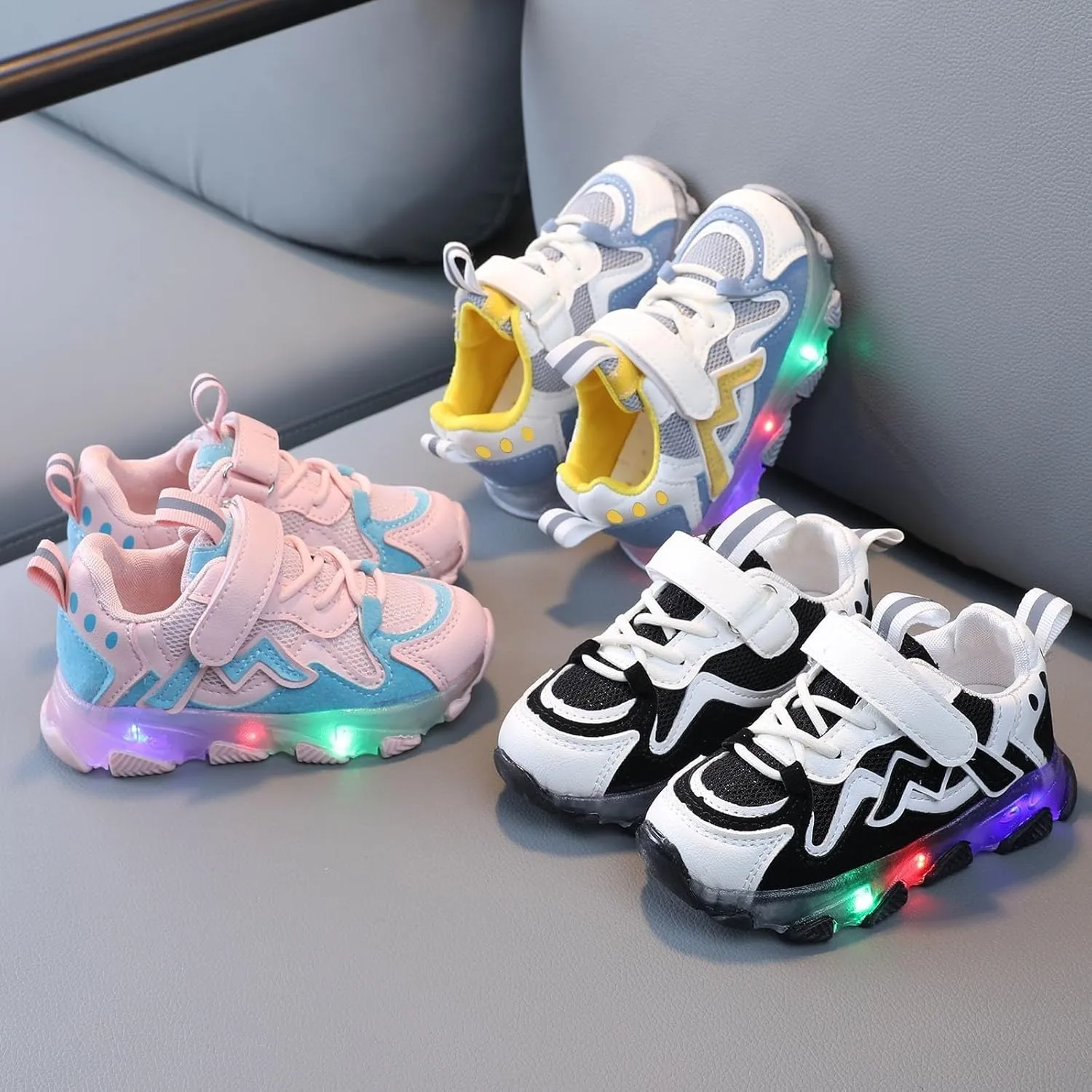 Children Baby Girls Led Light Shoes Luminous Running Mesh Non Slip Sport Shoes 12M?6Y Little Kid's Sneakers