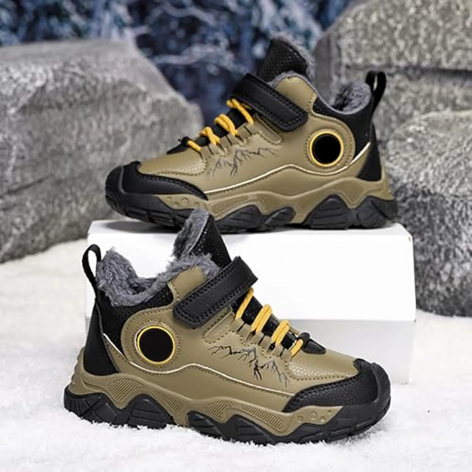 Children's Winter Shoes Outdoor Winter Warm Lined Non Slip Lightweight Winter Boots Running Shoes Toddler Shoes Girl