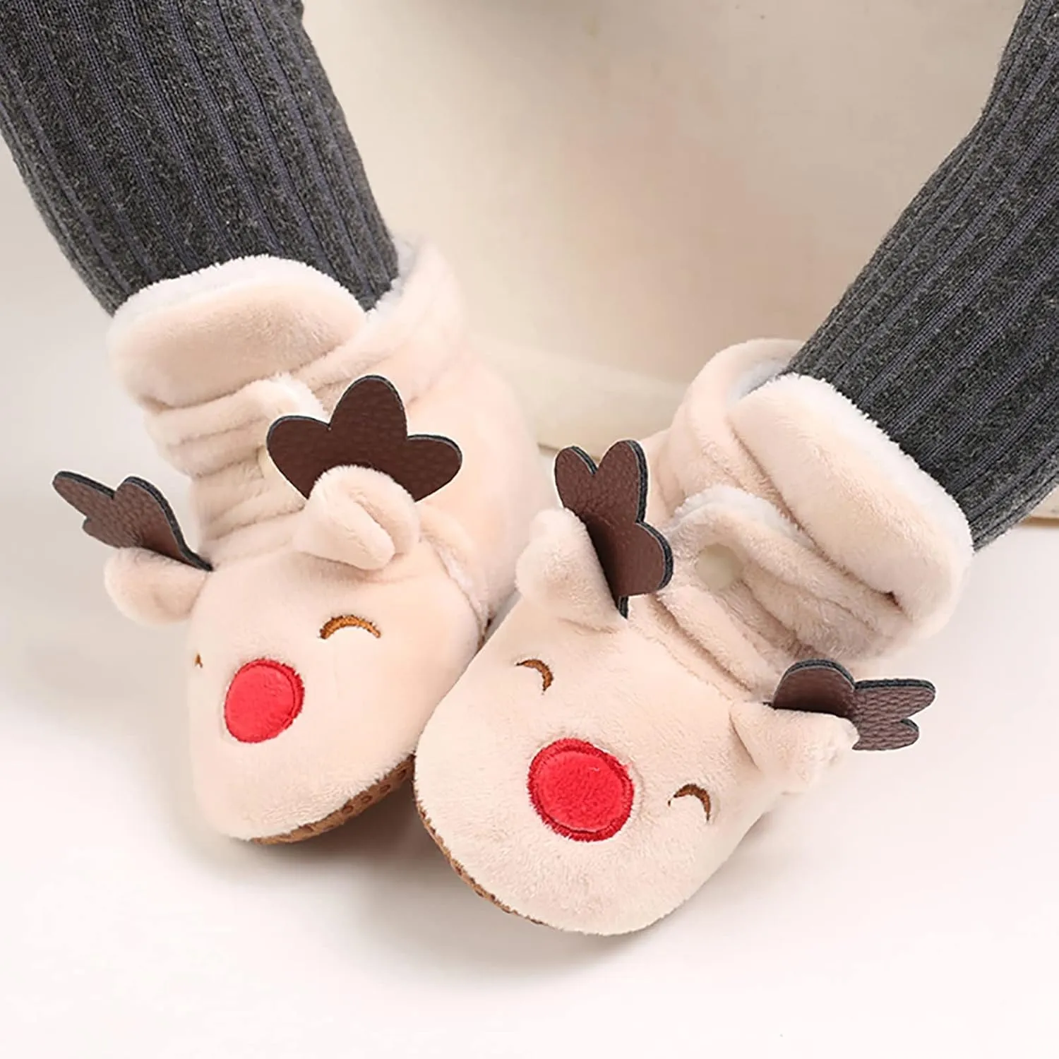 Christmas Baby Cotton Boots Warm Cotton Shoes Soft Comfortable Infant Toddler Warming Home Baby Girl Rubber Sole Boots