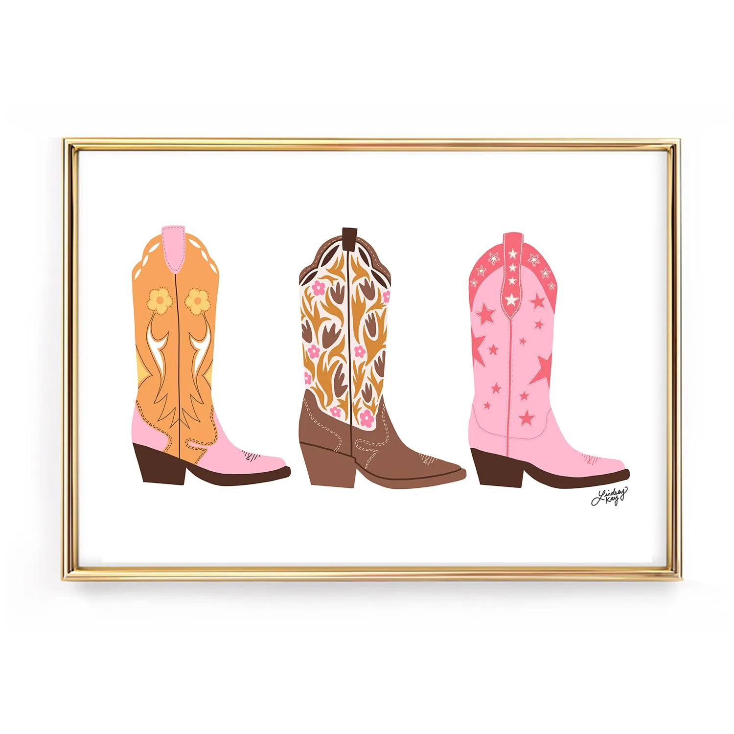 Cowboy Boots Illustration (Warm Palette) - Art Print
