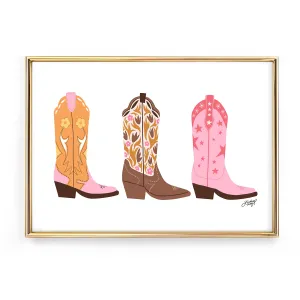 Cowboy Boots Illustration (Warm Palette) - Art Print