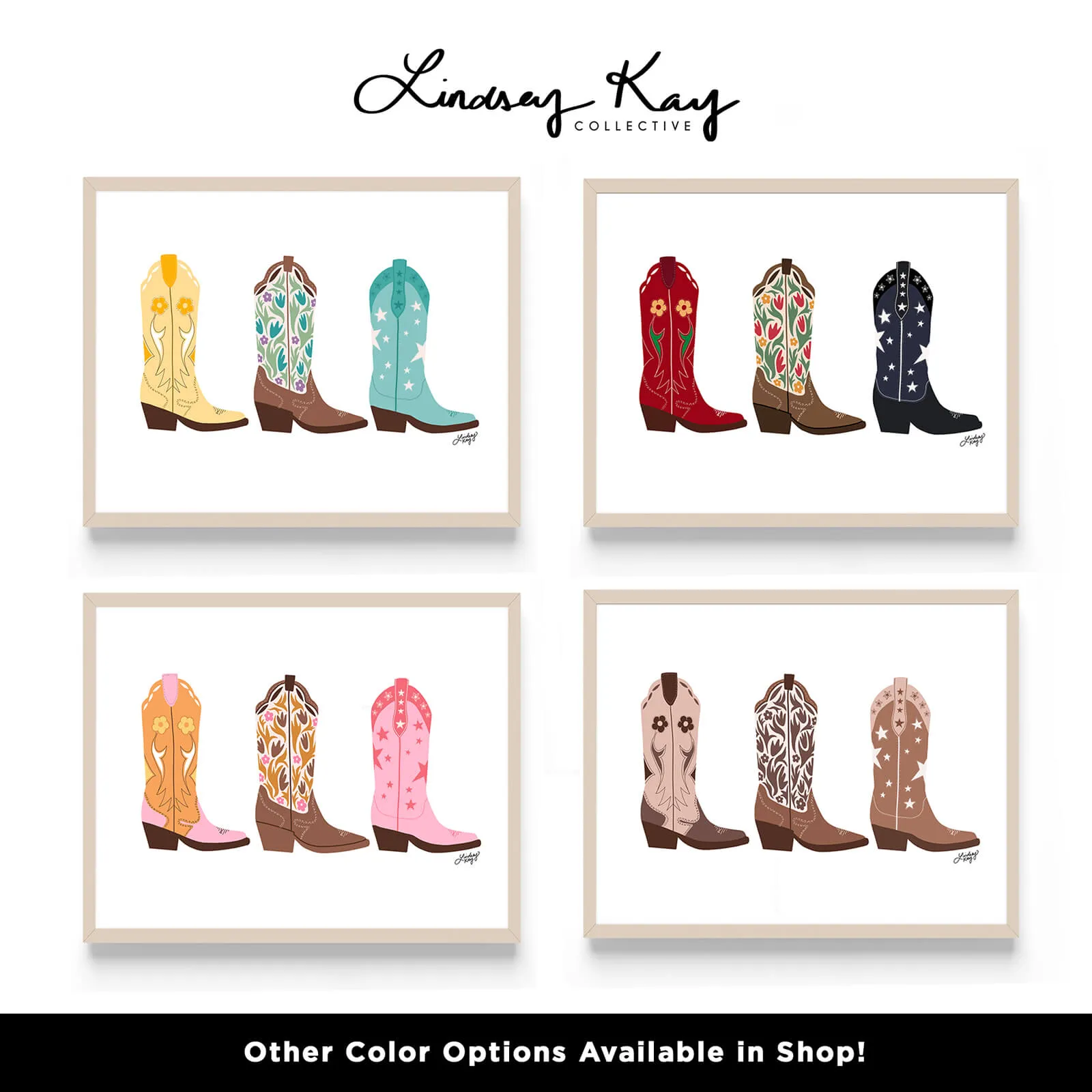 Cowboy Boots Illustration (Warm Palette) - Art Print