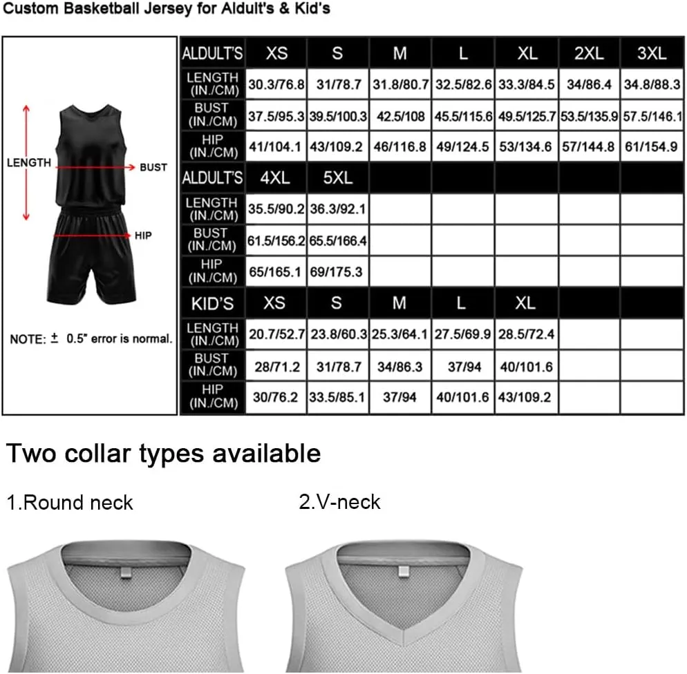 Custom Basketball Jersey for Men Women Adult Youth Print Name Number Logo