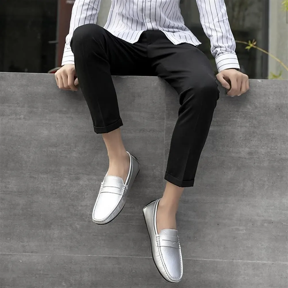 Easy to Put and Remove. Loafer Shoes for Men Genuine Leather Stitching Details Penny Loafer Flat Heel Comfortable Flexible Driving Slip On for All Occasions