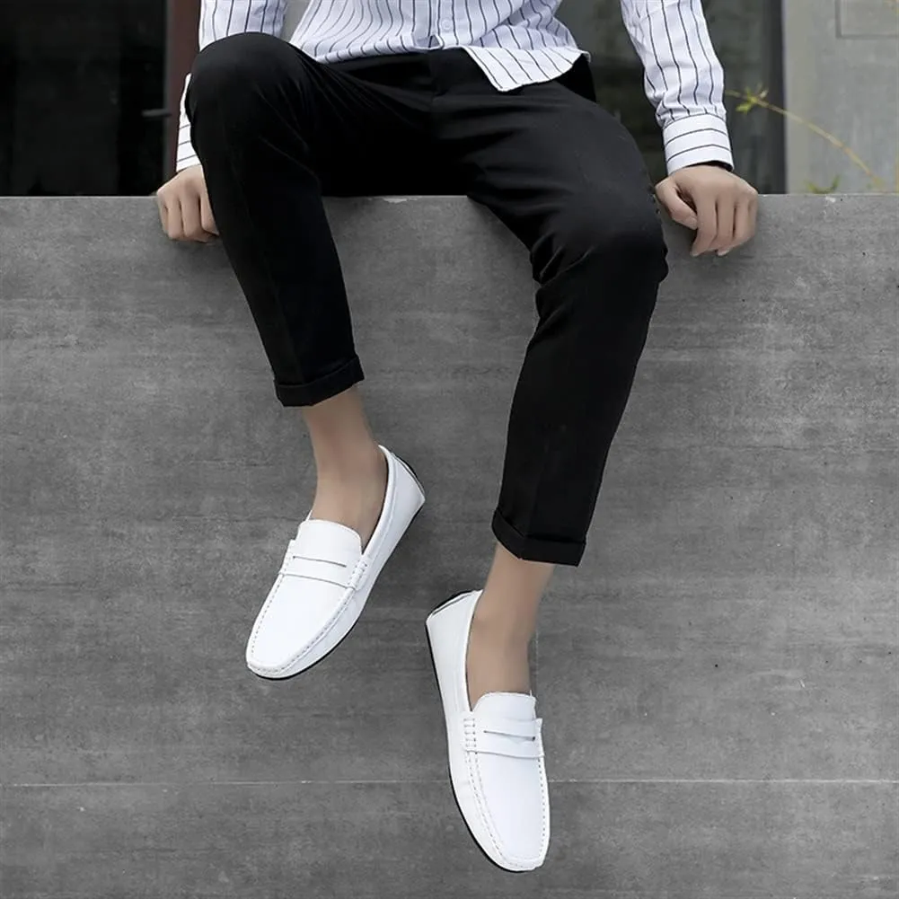 Easy to Put and Remove. Loafer Shoes for Men Genuine Leather Stitching Details Penny Loafer Flat Heel Comfortable Flexible Driving Slip On for All Occasions