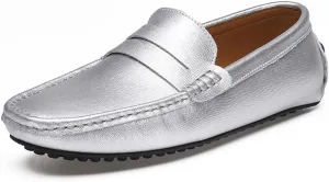 Easy to Put and Remove. Loafer Shoes for Men Genuine Leather Stitching Details Penny Loafer Flat Heel Comfortable Flexible Driving Slip On for All Occasions