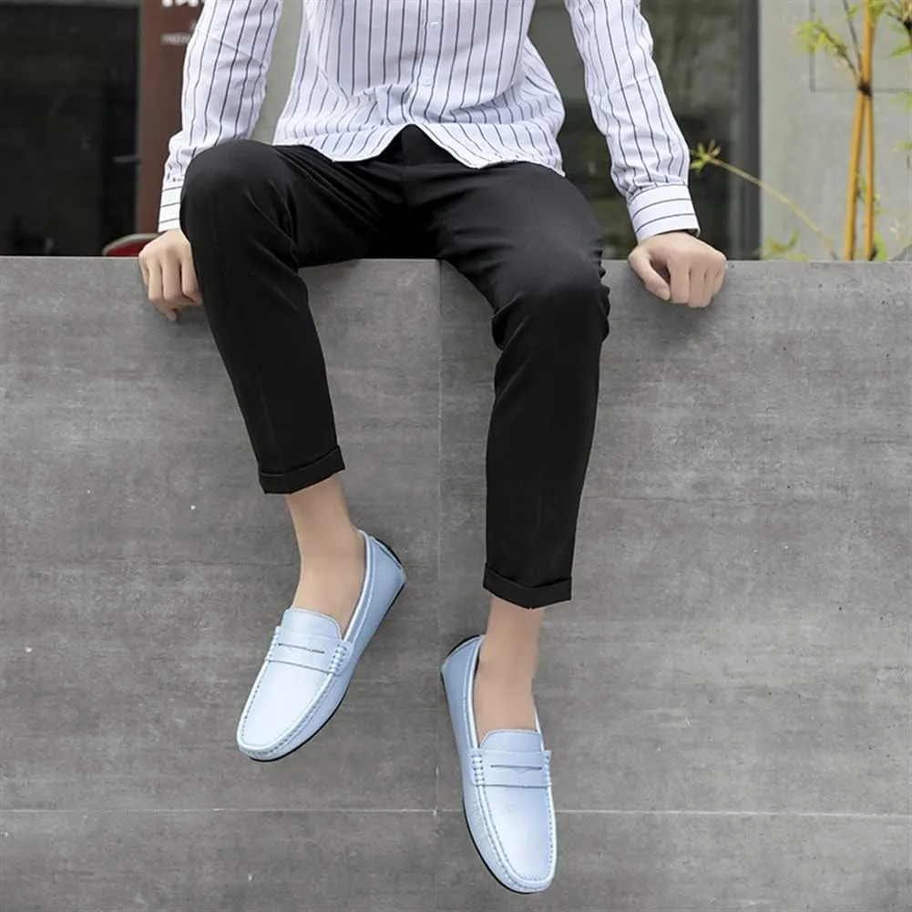Easy to Put and Remove. Loafer Shoes for Men Genuine Leather Stitching Details Penny Loafer Flat Heel Comfortable Flexible Driving Slip On for All Occasions