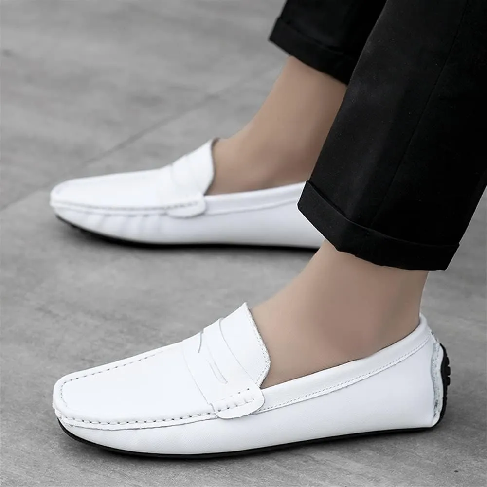 Easy to Put and Remove. Loafer Shoes for Men Genuine Leather Stitching Details Penny Loafer Flat Heel Comfortable Flexible Driving Slip On for All Occasions
