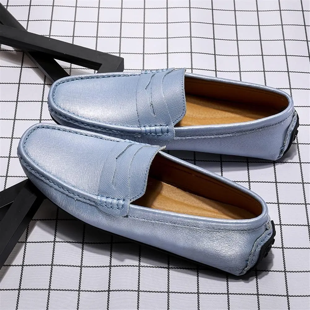 Easy to Put and Remove. Loafer Shoes for Men Genuine Leather Stitching Details Penny Loafer Flat Heel Comfortable Flexible Driving Slip On for All Occasions