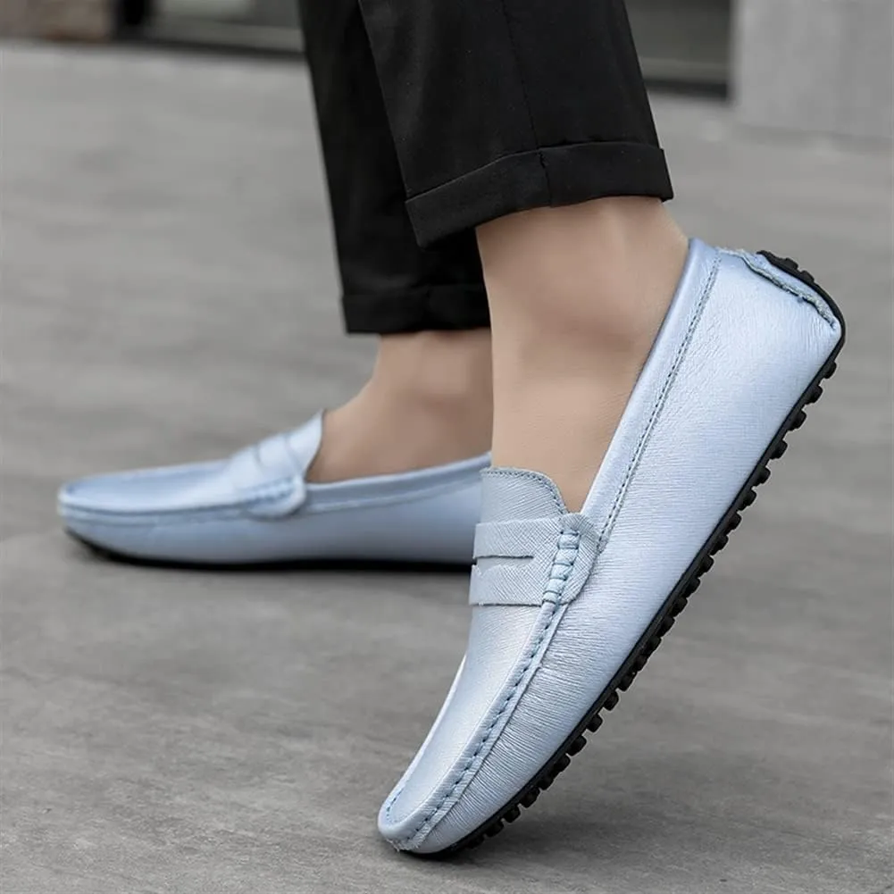 Easy to Put and Remove. Loafer Shoes for Men Genuine Leather Stitching Details Penny Loafer Flat Heel Comfortable Flexible Driving Slip On for All Occasions