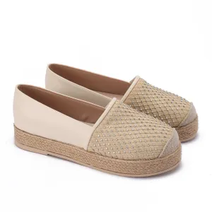 Espadrille Slip-On with Net Detail - beige