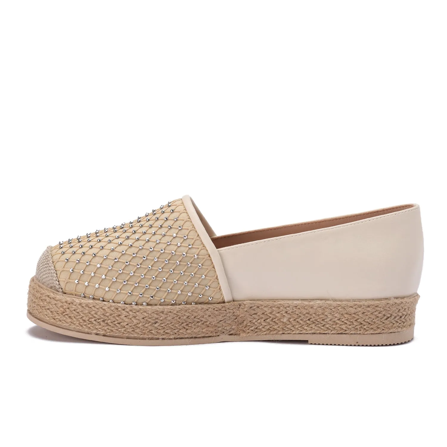 Espadrille Slip-On with Net Detail - beige