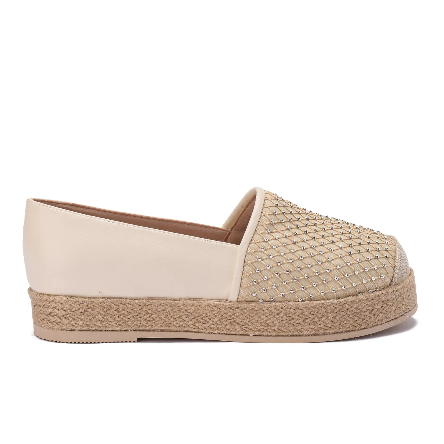 Espadrille Slip-On with Net Detail - beige