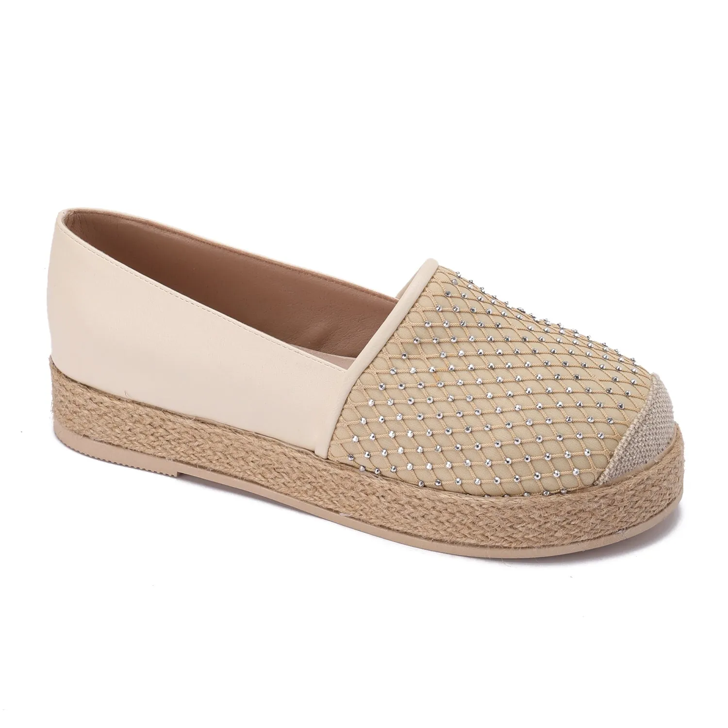 Espadrille Slip-On with Net Detail - beige