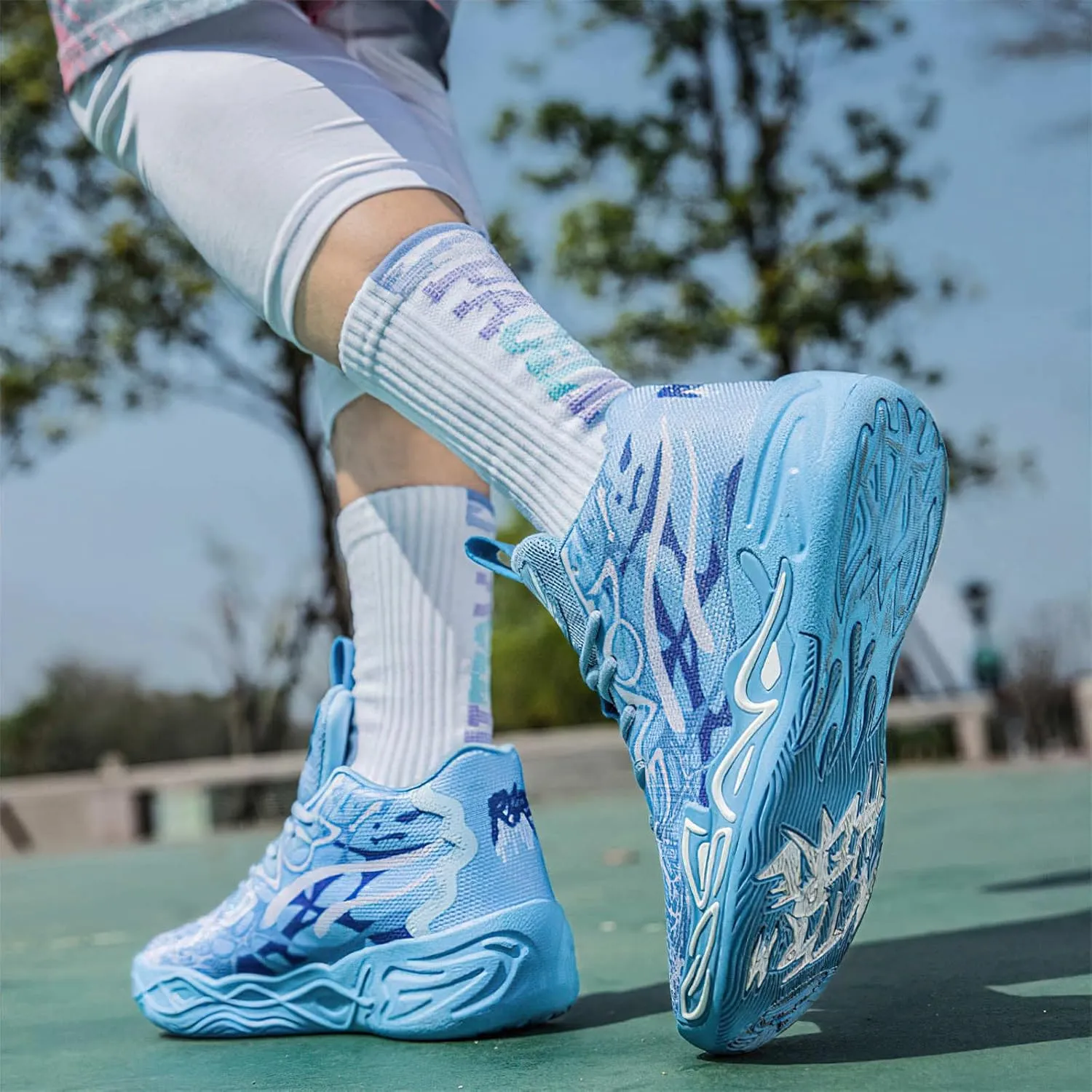 Exusiai Mens High Top Basketball Shoes Fashion Breathable Non Slip Outdoor Sneakers Comfortable Cushioning Athletic