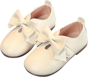 Fashion Autumn Girls Casual Shoes Flat Light Hook Loop Solid Color Bow Simple Size 5 Girls Shoes