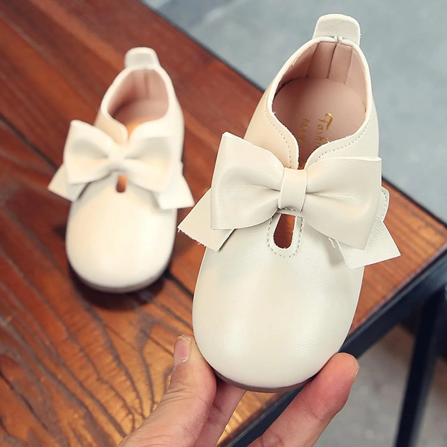 Fashion Autumn Girls Casual Shoes Flat Light Hook Loop Solid Color Bow Simple Size 5 Girls Shoes