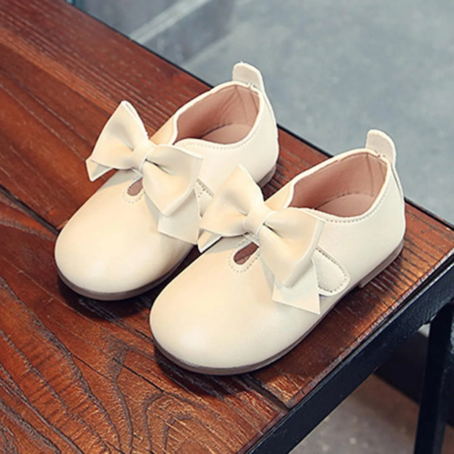 Fashion Autumn Girls Casual Shoes Flat Light Hook Loop Solid Color Bow Simple Size 5 Girls Shoes