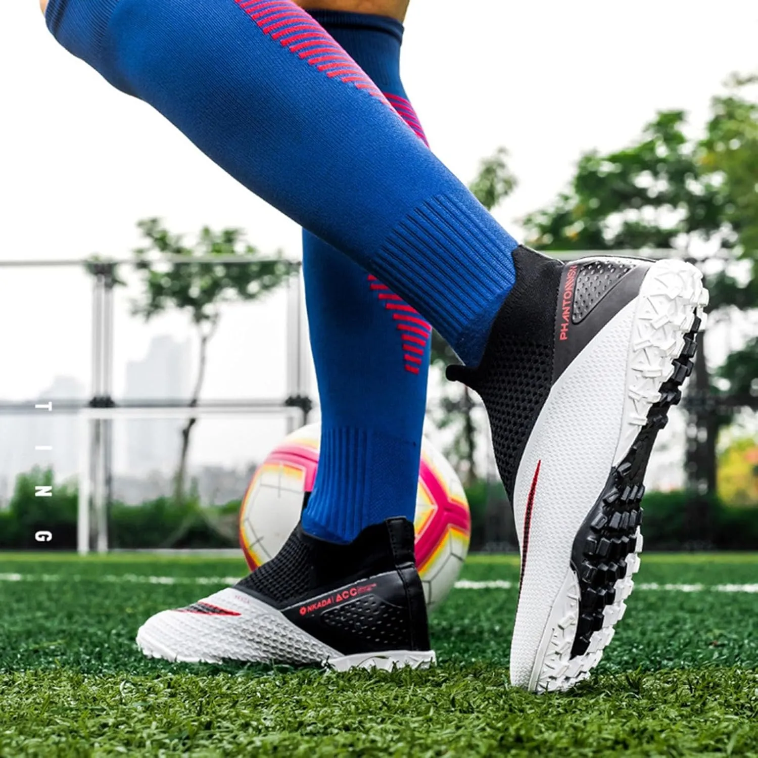 Football Cleats Professional Unisex-Adult, Breathable Soccer Cleats High Top Shock Resistant, Ground Sport Lace Up Training Sneakers