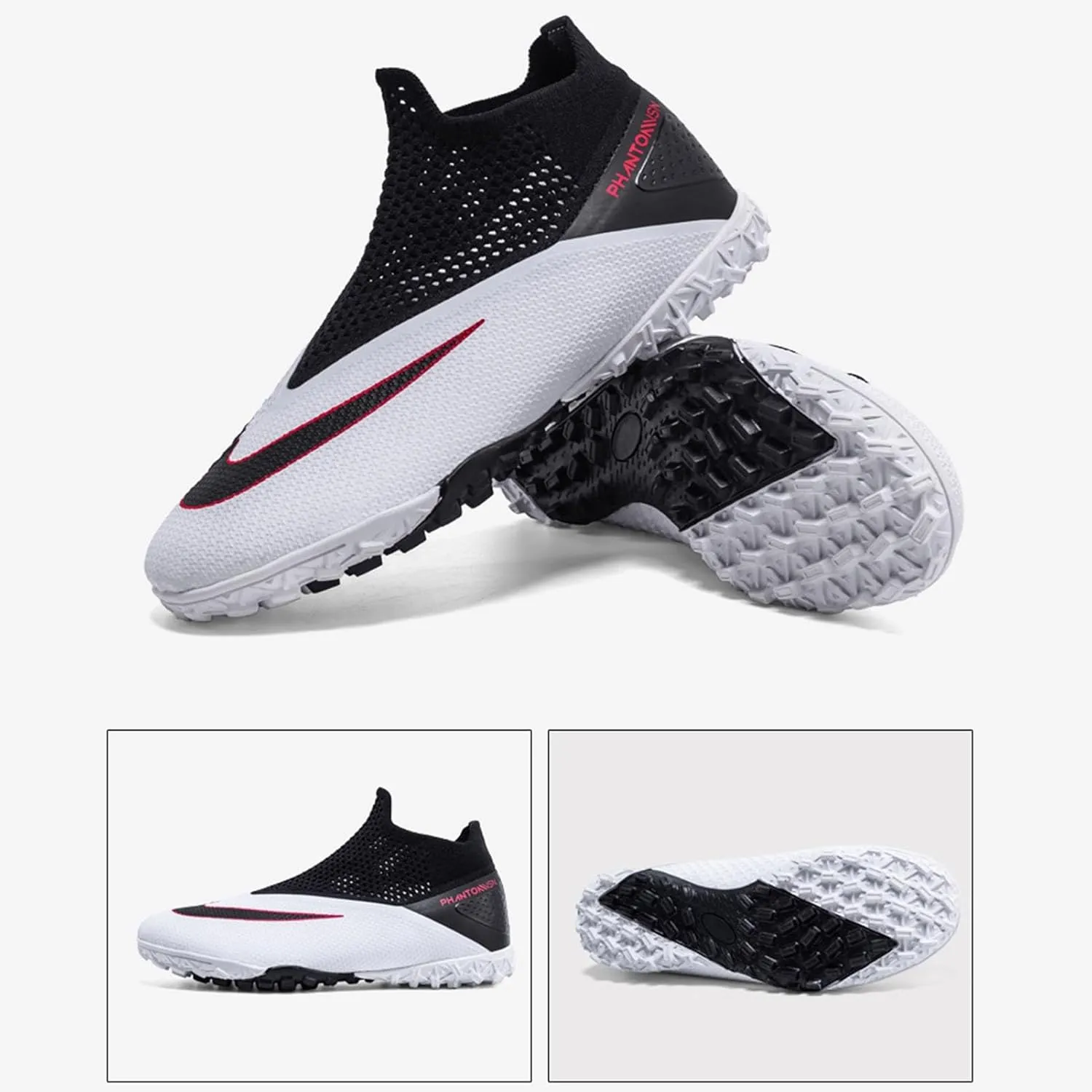 Football Cleats Professional Unisex-Adult, Breathable Soccer Cleats High Top Shock Resistant, Ground Sport Lace Up Training Sneakers