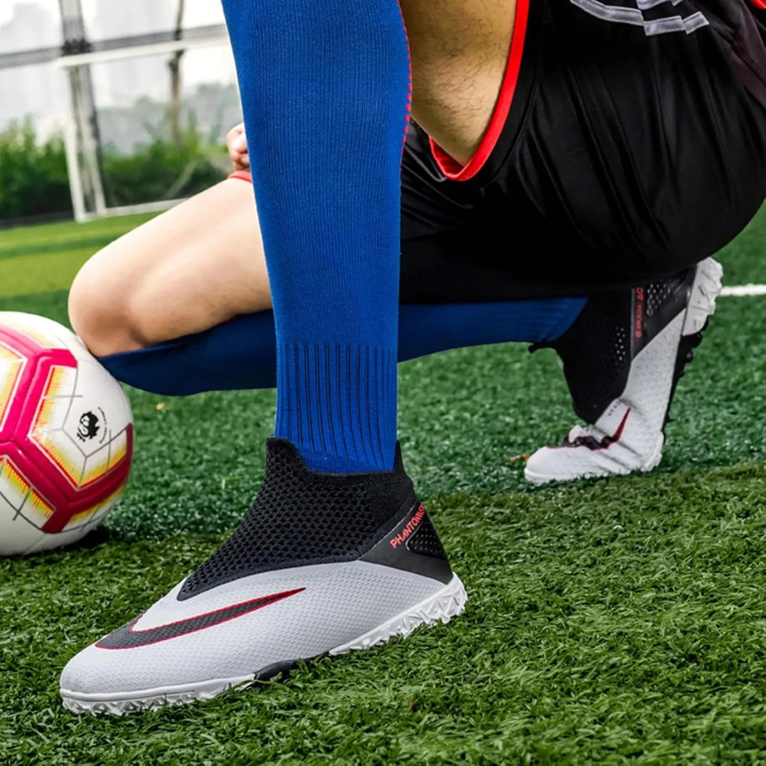 Football Cleats Professional Unisex-Adult, Breathable Soccer Cleats High Top Shock Resistant, Ground Sport Lace Up Training Sneakers