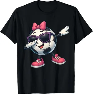 Funny Dabbing Soccer Ball Girl Tee for Kids Youth Fans T-Shirt