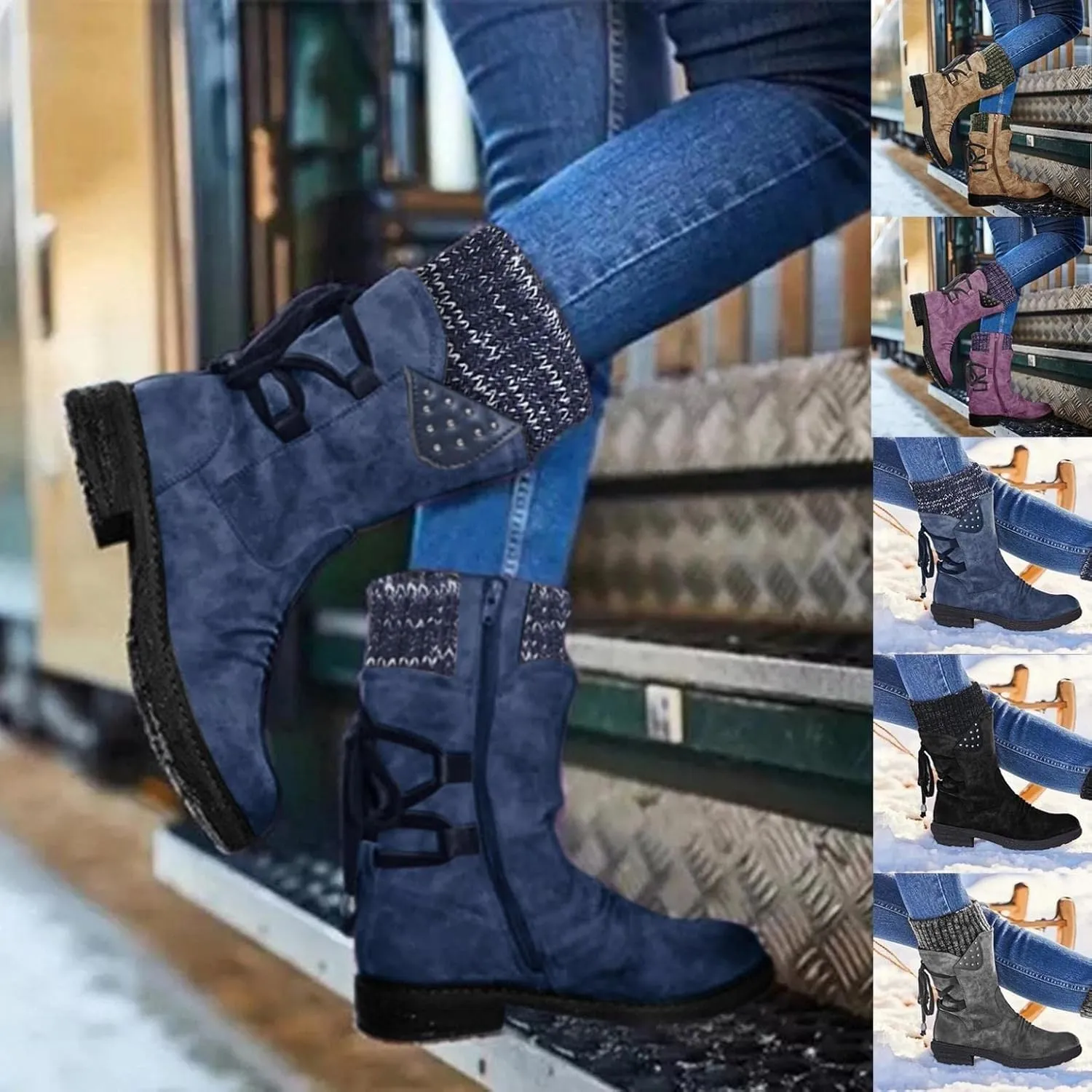 Gibobby Snow Boots for Women Winter Hiking Boots Keep Warm Anti-Slip Soft Warm Fur Lined Winter Ankle Boots
