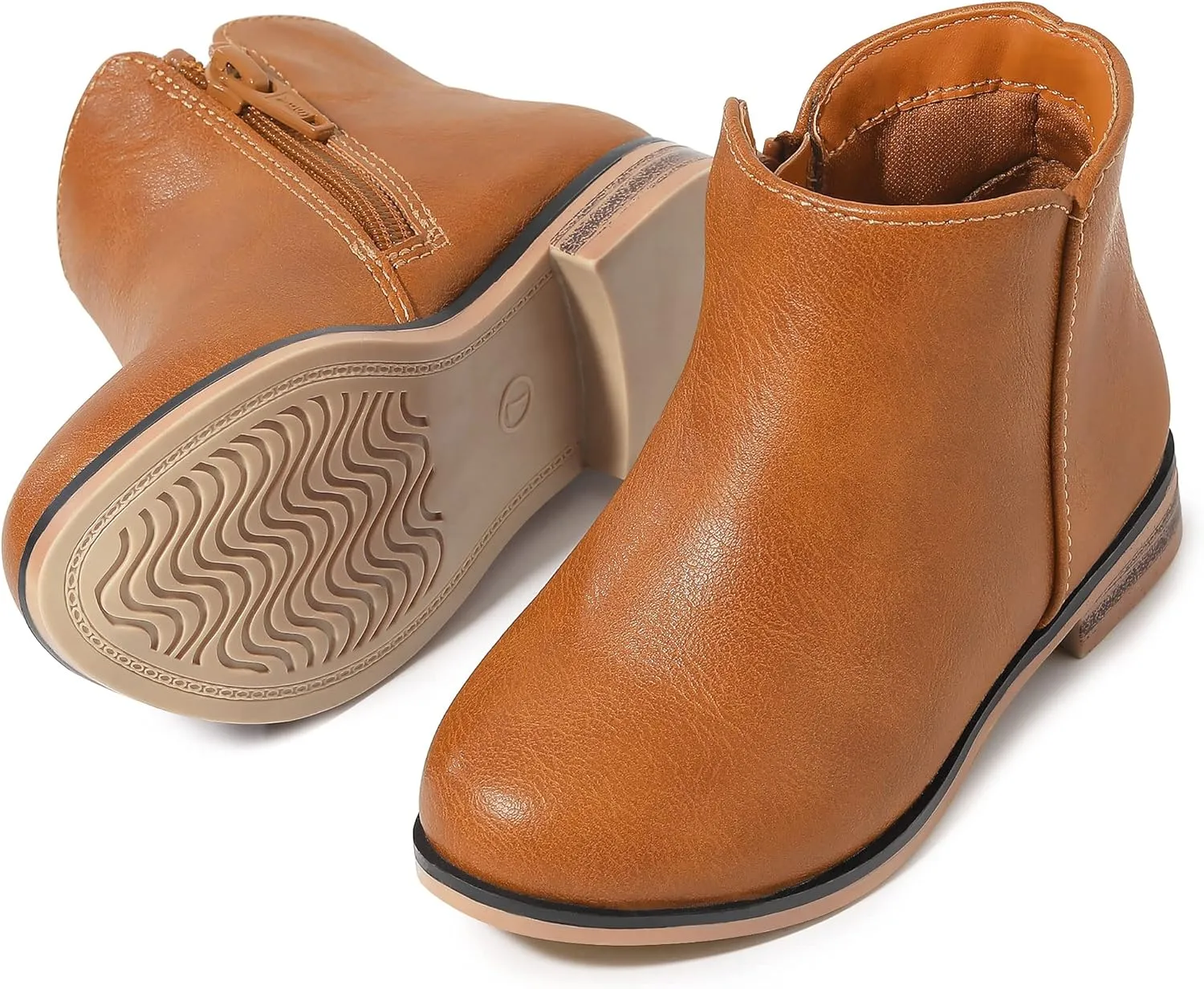 Girls Ankle Boots for Kids - Side Zipper Booties, Fashion Short Suede Low Heels