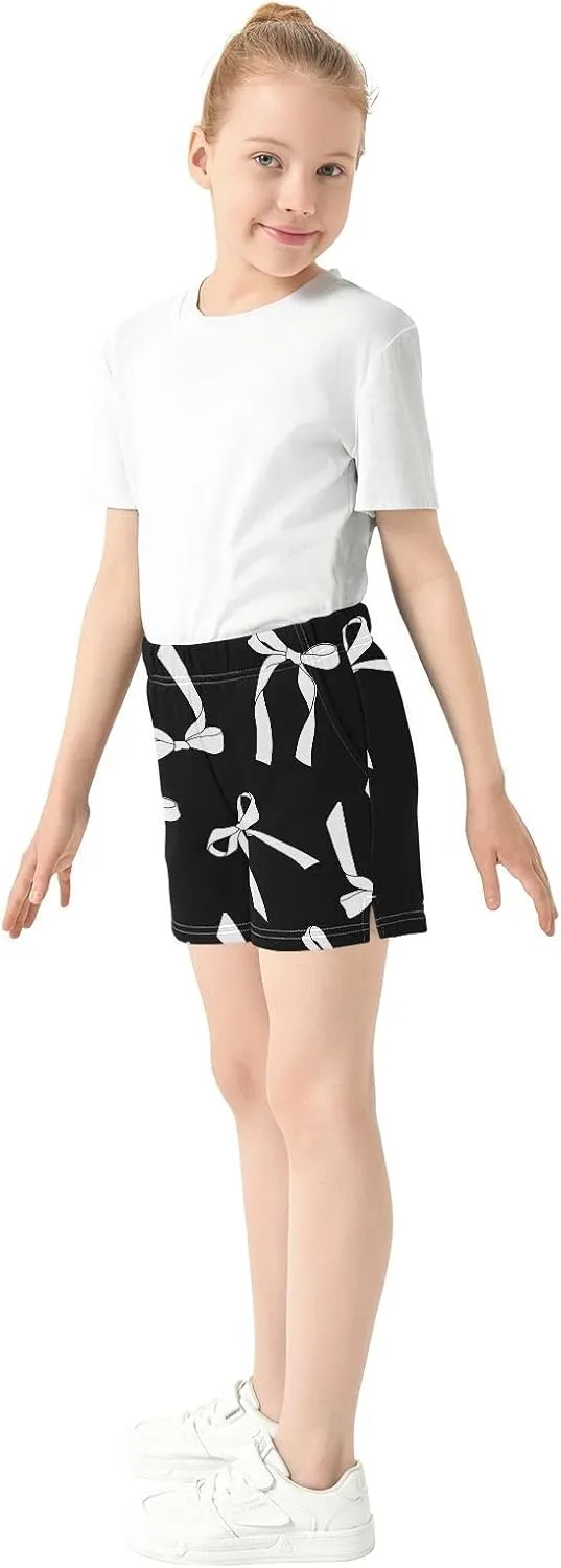 Girls Athletic Shorts Summer Elastic Casual Shorts with Pockets Kids Bottom Sports for Girls 7-15Y