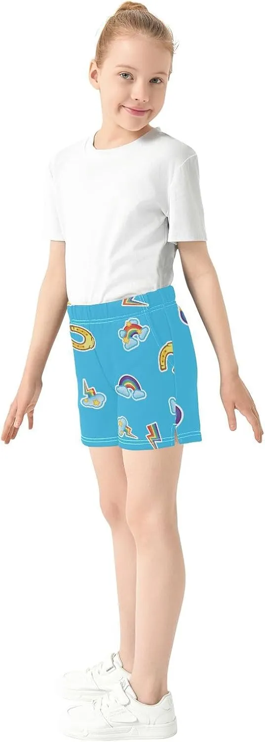 Girls Athletic Shorts Summer Elastic Casual Shorts with Pockets Kids Bottom Sports for Girls 7-15Y