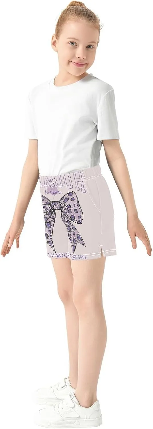 Girls Athletic Shorts Summer Elastic Casual Shorts with Pockets Kids Bottom Sports for Girls 7-15Y