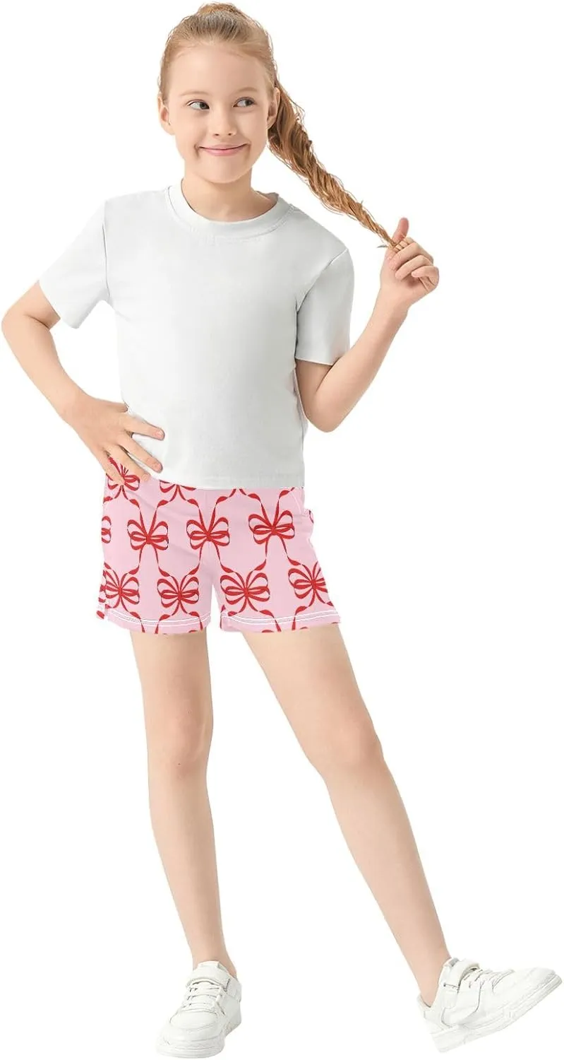 Girls Athletic Shorts Summer Elastic Casual Shorts with Pockets Kids Bottom Sports for Girls 7-15Y