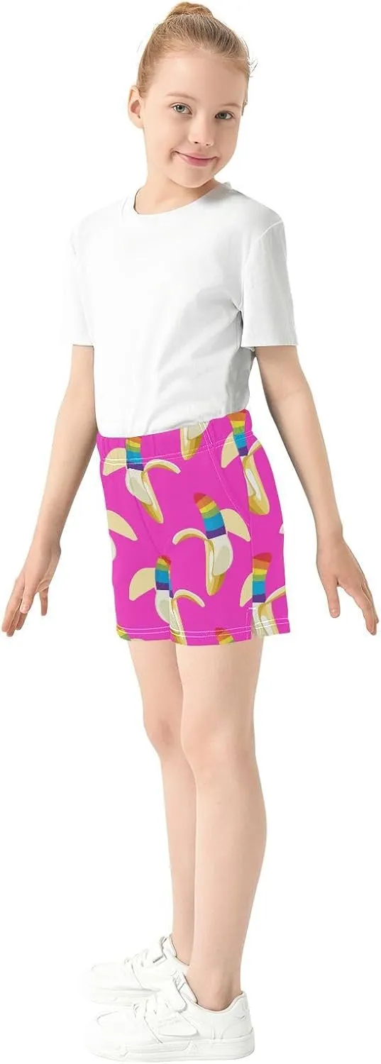 Girls Athletic Shorts Summer Elastic Casual Shorts with Pockets Kids Bottom Sports for Girls 7-15Y