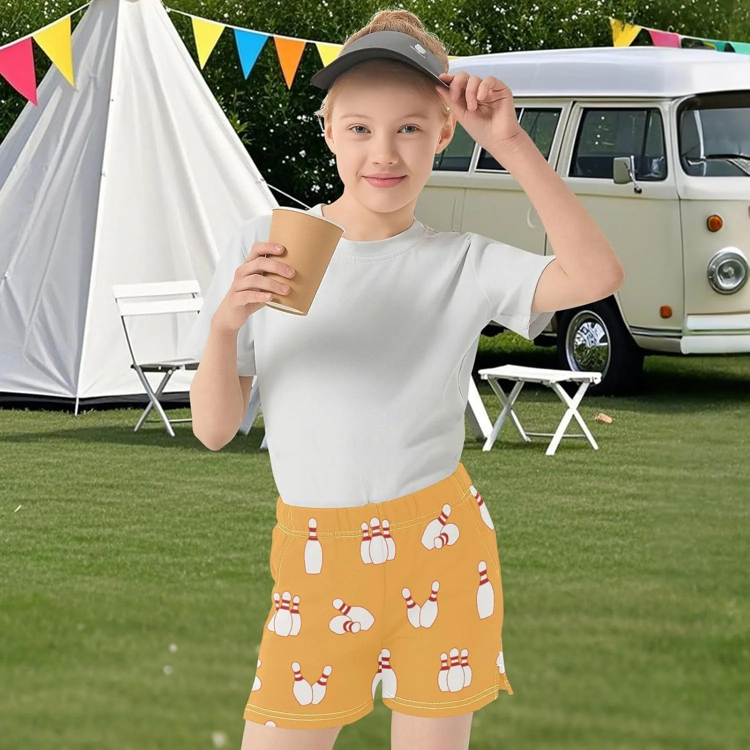 Girls Athletic Shorts Summer Elastic Casual Shorts with Pockets Kids Bottom Sports for Girls 7-15Y
