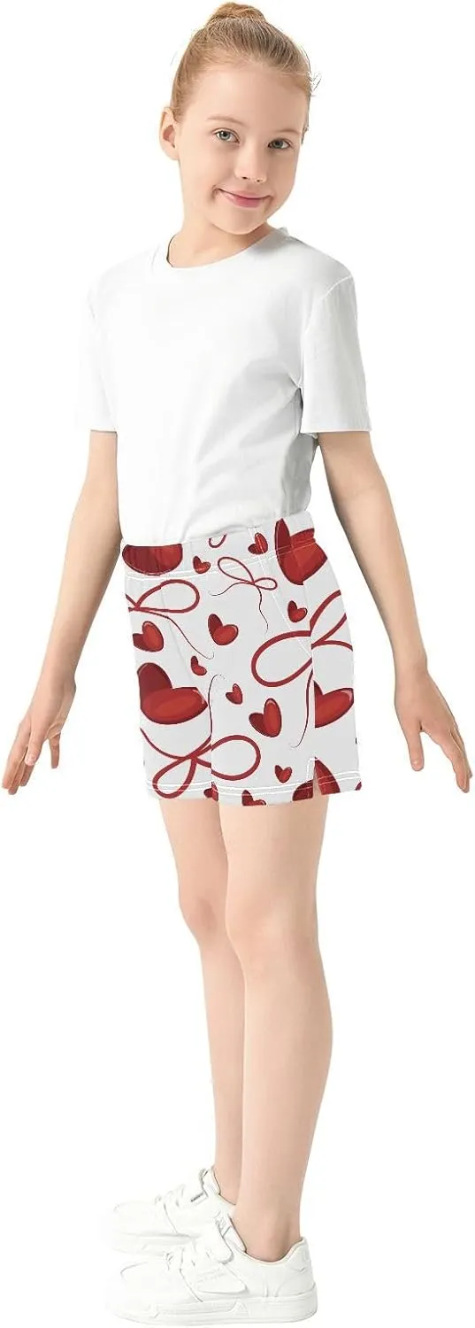 Girls Athletic Shorts Summer Elastic Casual Shorts with Pockets Kids Bottom Sports for Girls 7-15Y