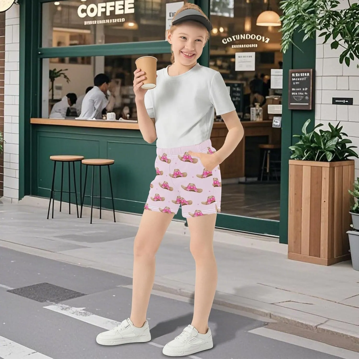Girls Athletic Shorts Summer Elastic Casual Shorts with Pockets Kids Bottom Sports for Girls 7-15Y